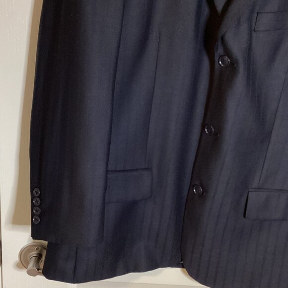 Carlo Monza Couture Men's Suit Blazer Jacket Size 44 Regular Navy Blue Pin Strip - Picture 3 of 9